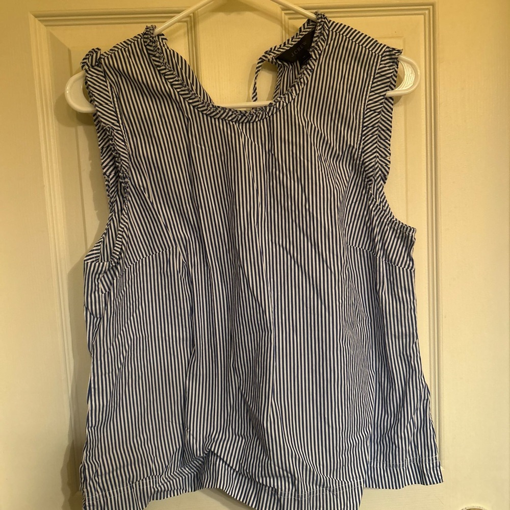 J. Crew Navy and White Striped Blouse